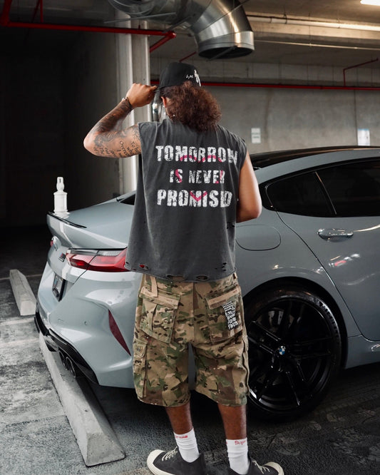TMR IS NVR PROMISED Cutoff Tee - Gray