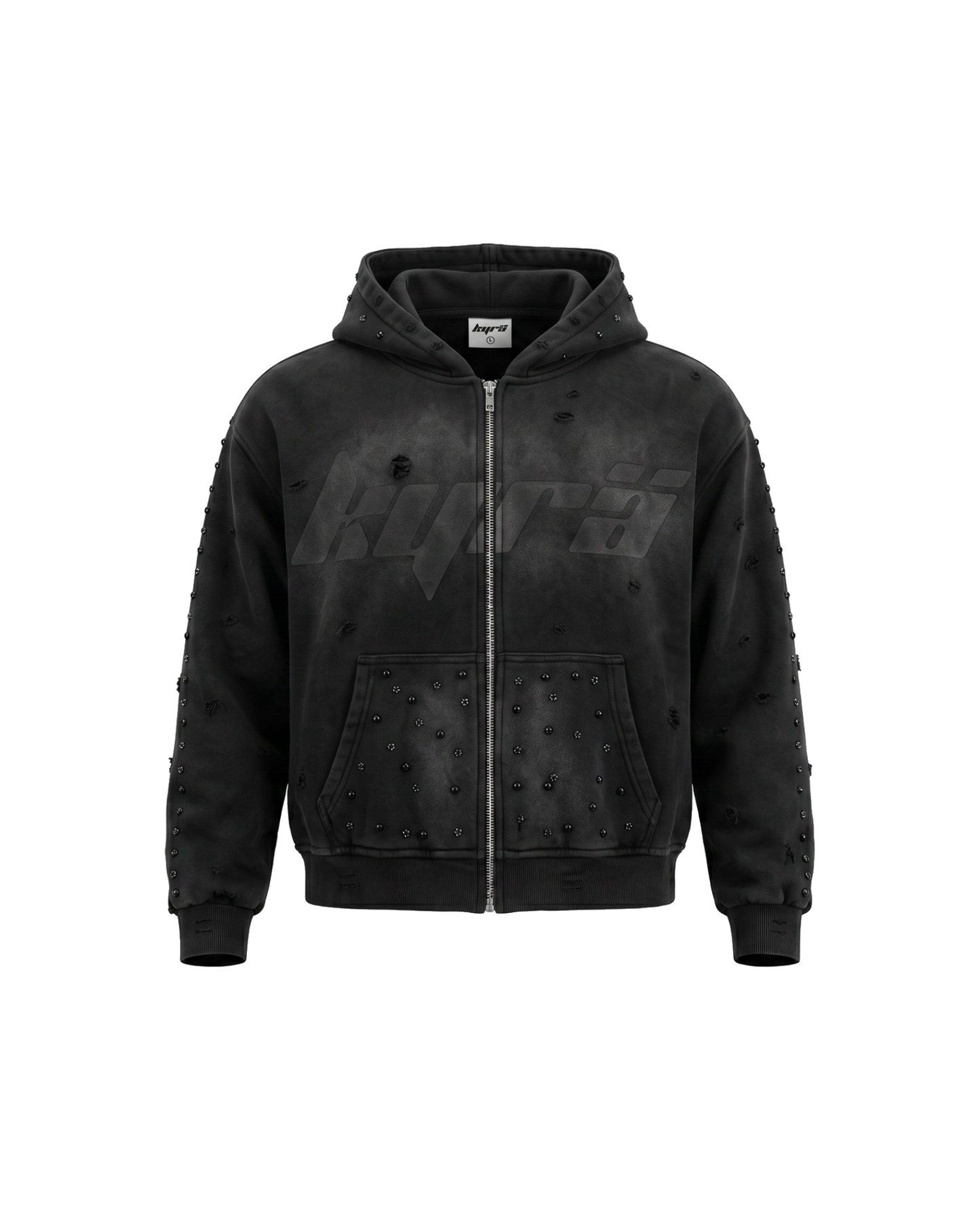 Diamond Zip Up Hoodie — Black