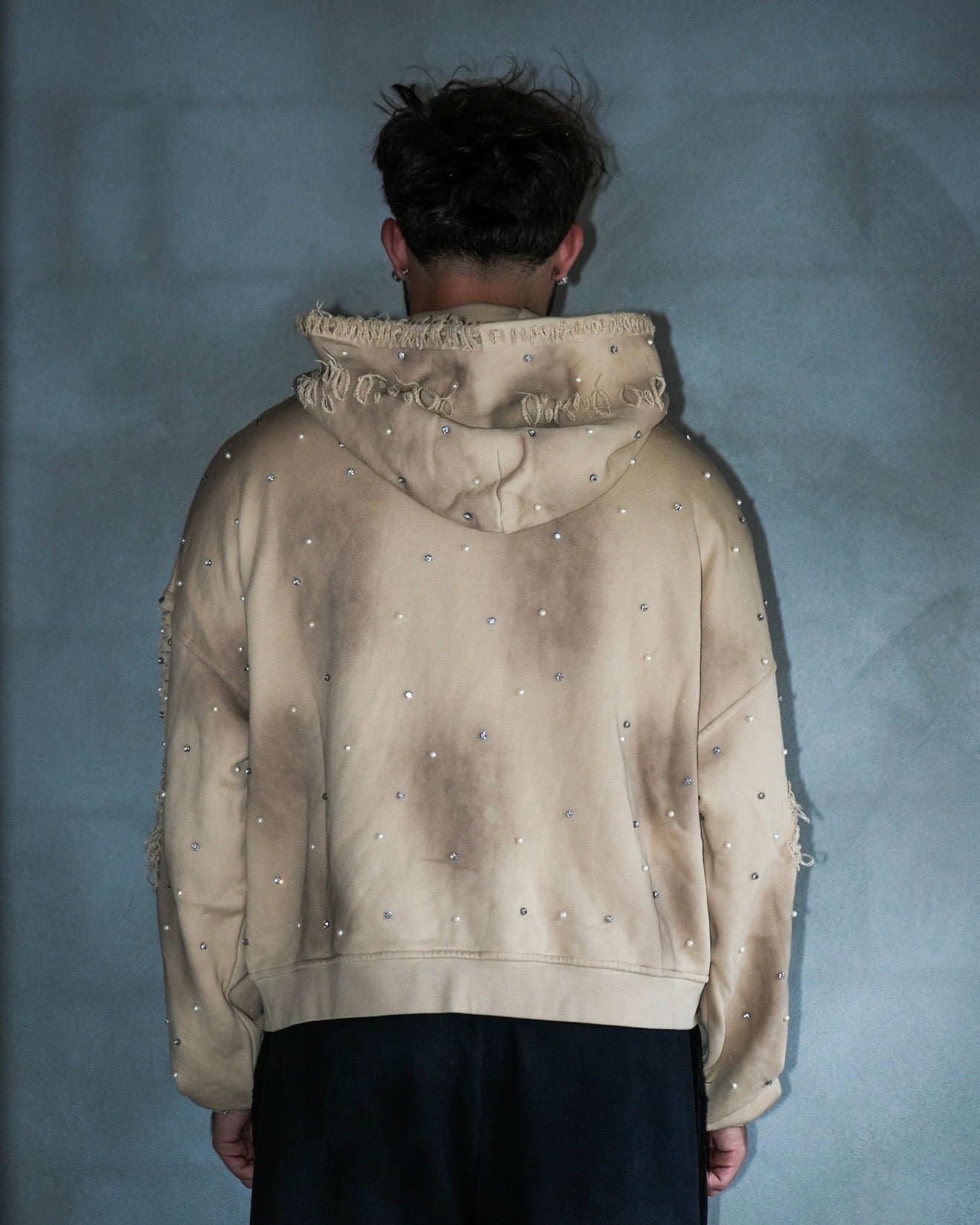 Diamond Zip Up Hoodie — Tan