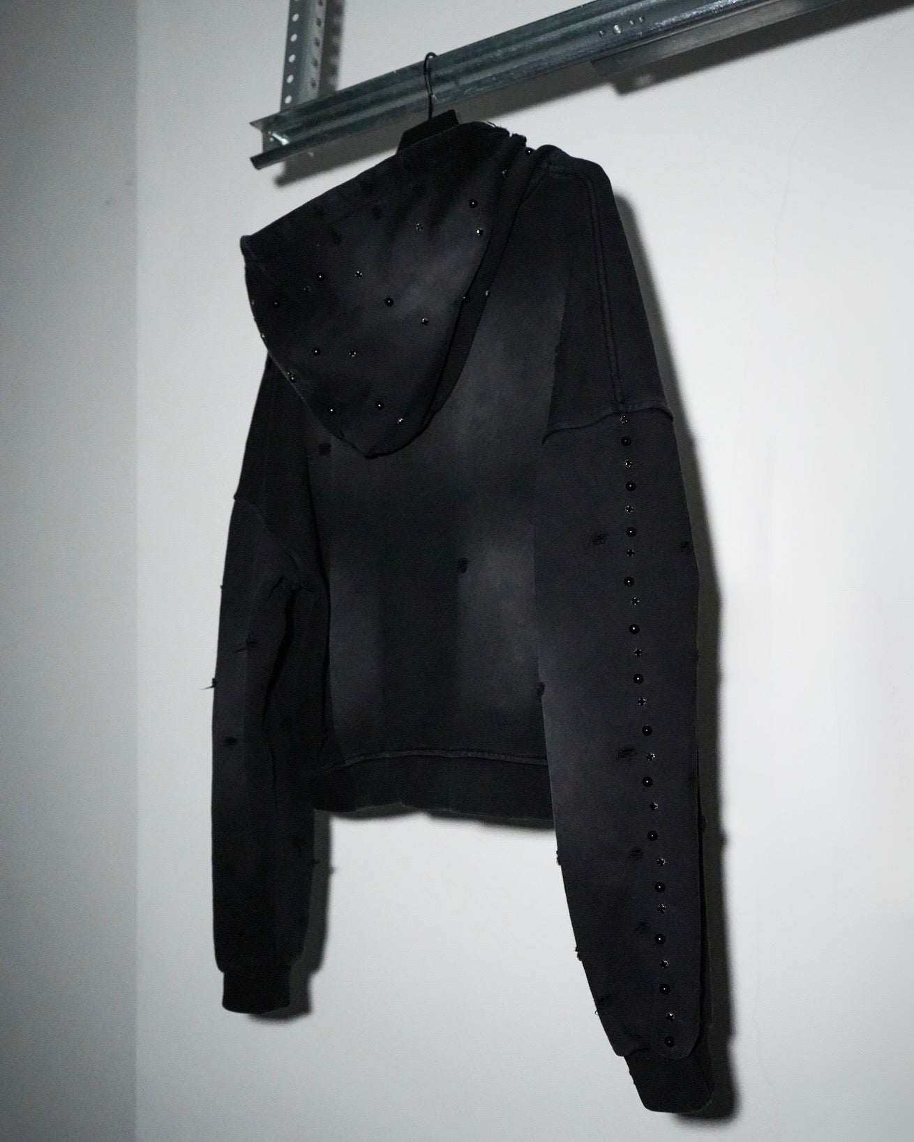 Diamond Zip Up Hoodie — Black